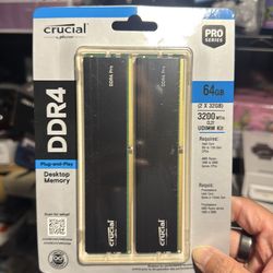 Crucial Pro 64GB DDR4 RAM Kit (2x32GB), 3200MHz (or 3000MHz or 2666MHz) Desktop Memory, Compatible with Intel and AMD Ryzen - CP2K32G4DFRA32A