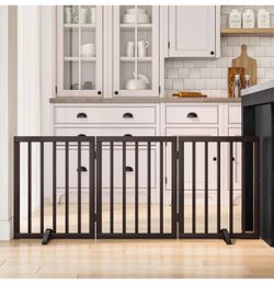 Dog Gates for Doorways Stair House Freestanding Pet Gates for Dogs Wooden Dog Gate with Support Feet Indoor Fence