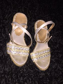 Wedge sandals and pants!