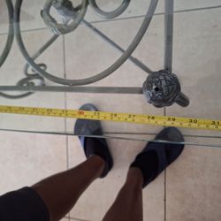 Set A Two Wrought Iron End Tables With Glass Top