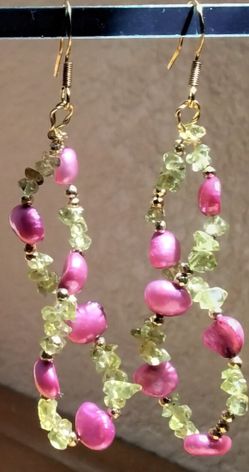 Peridot And Pearl Earrings
