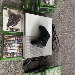 xbox one s, comes with controller, wires and games