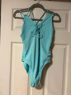 Teal Ribbed One-Piece Swimsuit