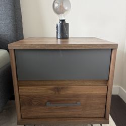 Modern Walnut & Gray Nightstands – Set of 2 – South Shore Furniture