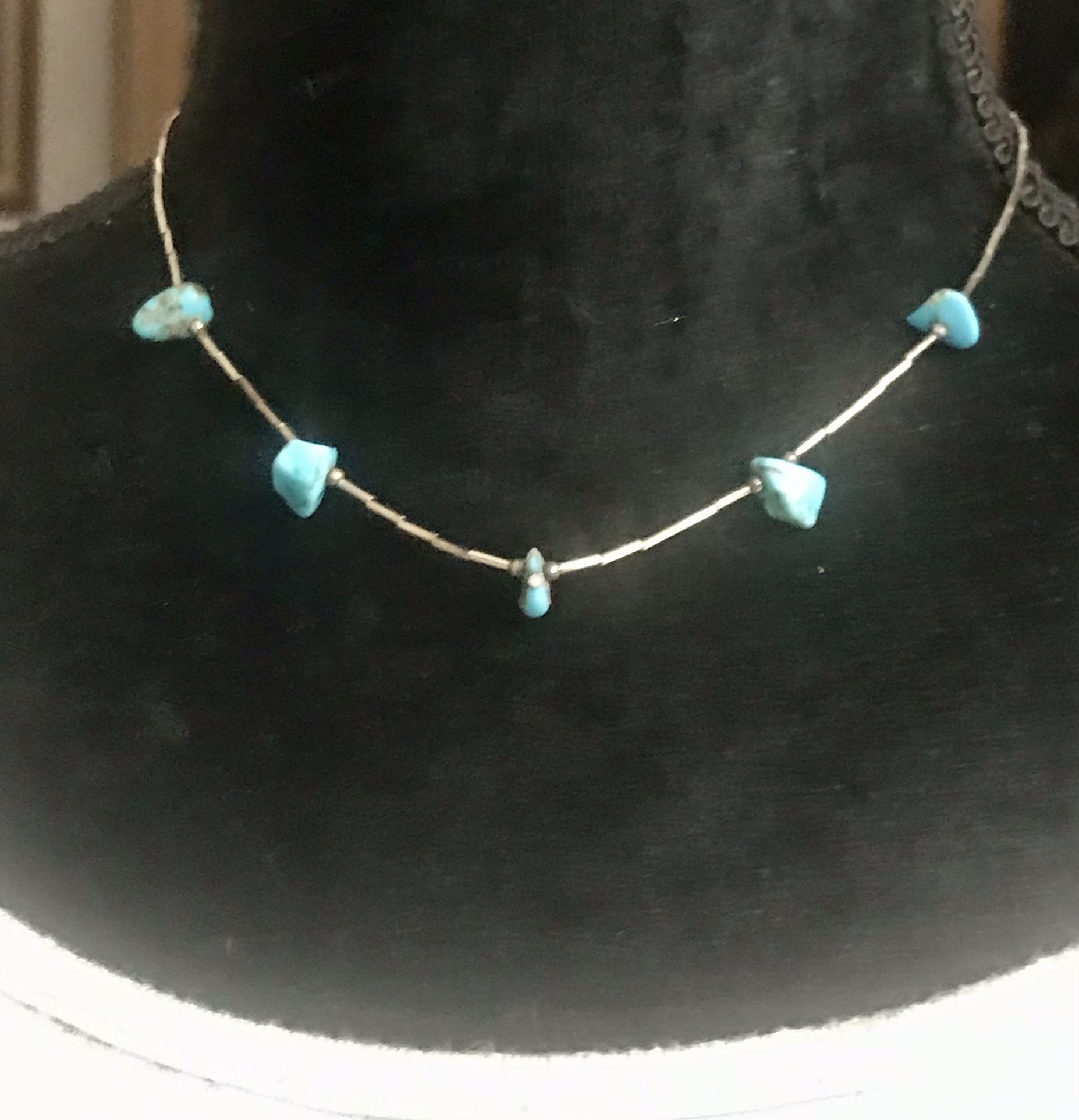 Vintage Turquoise Liquid Sterling Silver Necklace