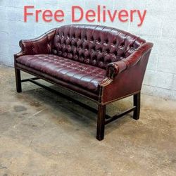Vintage Naugahyde Tufted Chesterfield Loveseat Sofa Couch