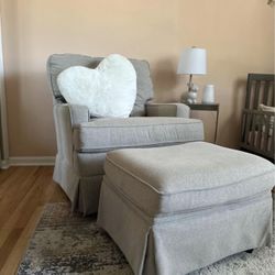 Best Chairs Charlotte Swivel Glider with Ottoman - Dove