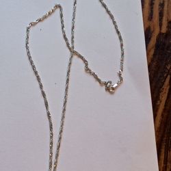 925 Silver Diamond Cut 23" With Charm Love You Beautiful 