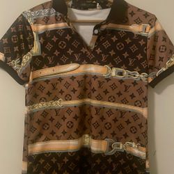 Beige And Black Shirt And Sweatshirt Set, Very Nice , Louis Vuitton Design 