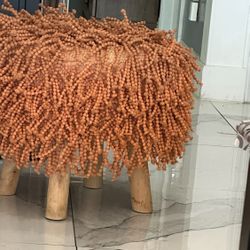 Hand-Knitted  Pouf Ottoman Footstool, 19” Round x 16” High, 