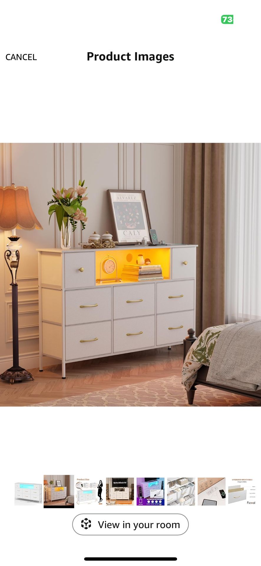 White Dresser With LED Lights