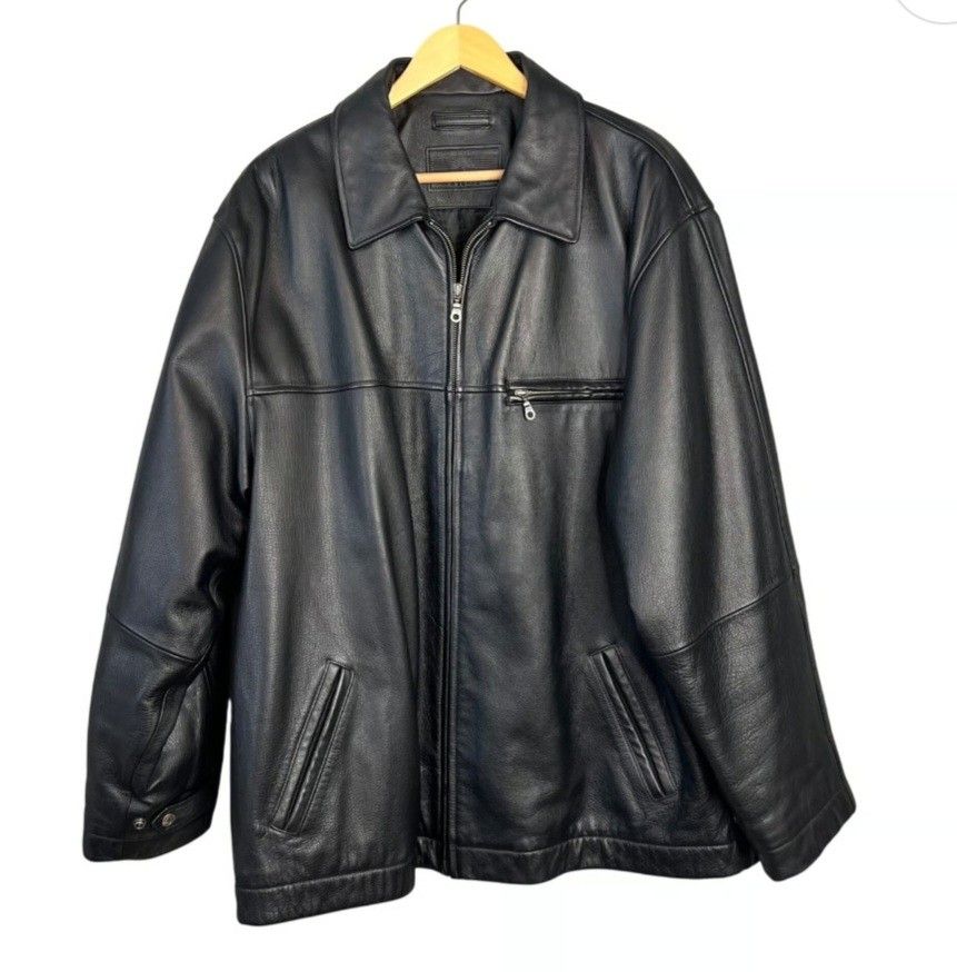 Roundtree & Yorke Black Leather Jacket Sz 3XLT Genuine Leather Hipster #XL Tall