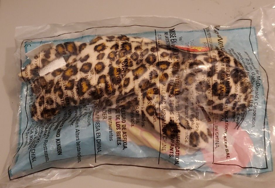Mcdonalds  Ty Beanie Babies Freckles the Spotted Leopard plush toy from 1996. 