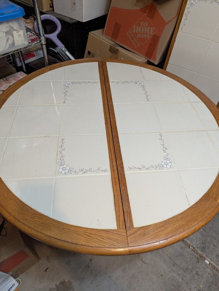Oak & Ceramic Table & Chairs