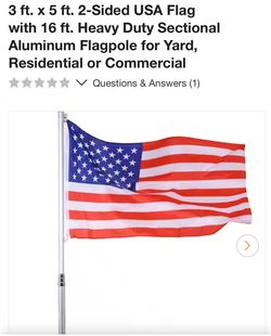 3x5ft USA flag with 16ft aluminum flagpole