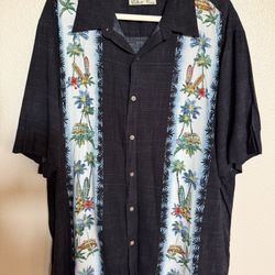 VTG Batik Bay Hawaiian Camp Shirt Men’s XXL Rayon Surfboards Woody Palm Trees Button Up