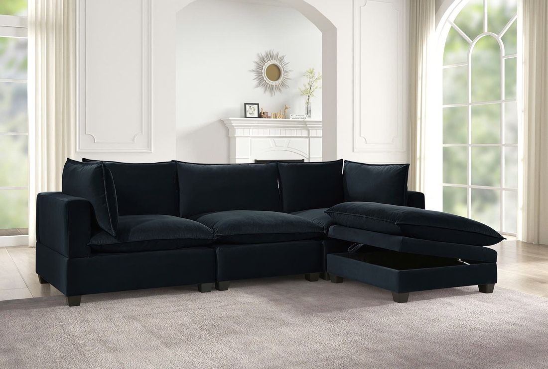 BRAND NEW! Cloud Black Velvet Modular Sectional