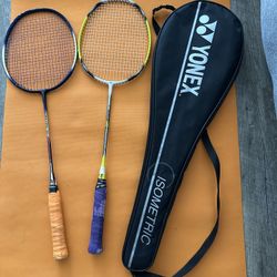 2 Yonex badminton racquets (1 needs string replacement)