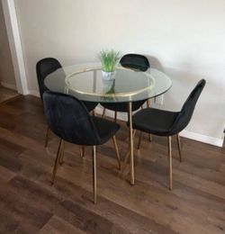 Round Glass Dining Table with 4 Chairs