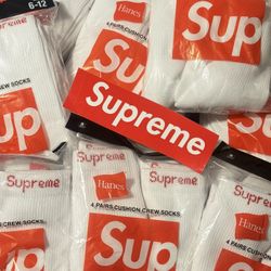 Supreme X Hanes Socks White 