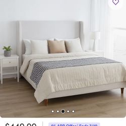 King Size Bed Frame Beige Cream