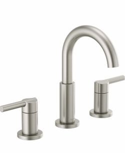 Delta Nicoli Brushed Nickel Faucet 3 Hole, 8 Inch Widespread Bathroom Sink Faucet for Vanity, Push-Pop Drain Assembly, Stainless 35749LF-SS