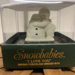 Snowbabies “I Love You” Bisque Porcelain Hinged Trinket Box