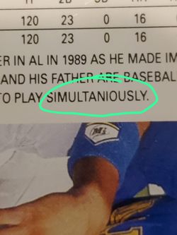 Ken Griffey ERROR Card