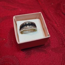 Ring Blue Zirconia 925 Filled Size 7 New