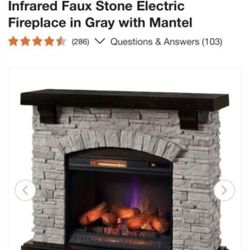Electric Faux Stone Fireplace Hester With Remote. Nee