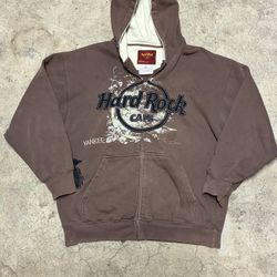 Vintage Brown Hard Rock Cafe Zip Up 
