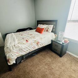 Bed frame, Mattress, and Nightstand