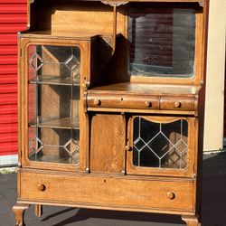 1900 Circa Oak China Cabinet 