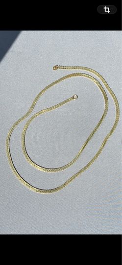 Gold Herringbone 22" Necklace Marked Italy 585 Weighs just Over 12 Grams