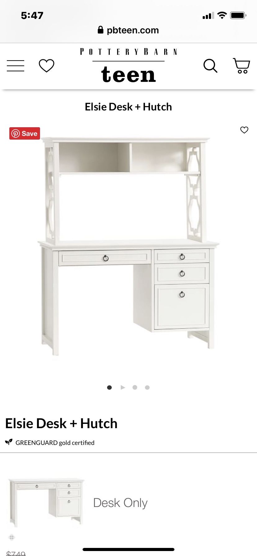 Pottery barn teen Elsie desk and hutch