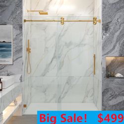 60 in. x 76 in. H Doubles sliding Frameless Shower Door with Smooth Sliding and 3/8 in. Glass