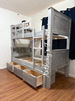Twin bunk bed frame with drawers - no mattress