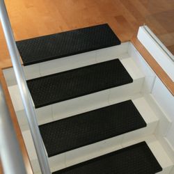 Rubber-Cal "Coin-Grip Non-Slip Rubber Tread Stair Mats 6 Count (Pack of 1), Black, 9.75" x 29.75" (10-104-009)