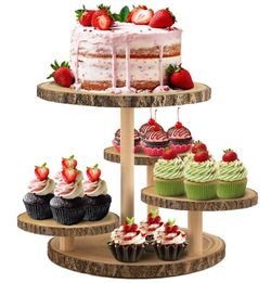 4-tier wooden cupcake stand