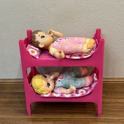 Bunk Bed- Includes Handmade Bedding and 9.5” Baby AliveDolls