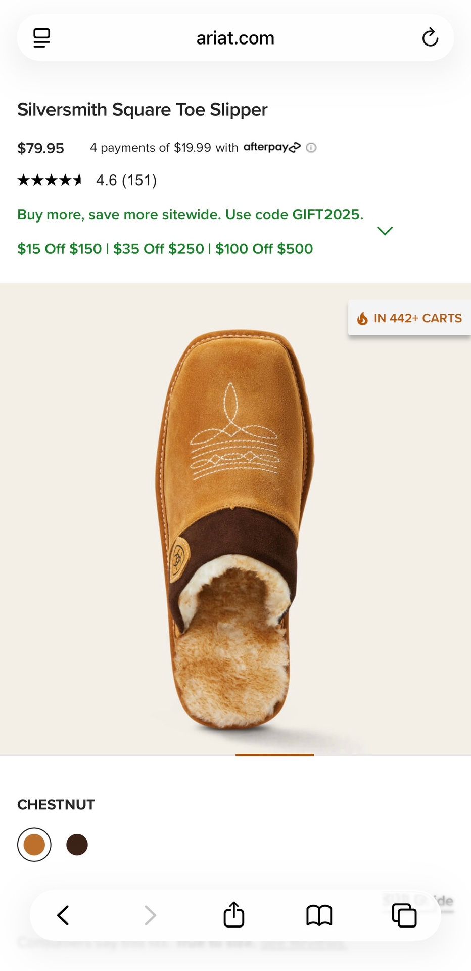 ARIAT silversmith boot slippers