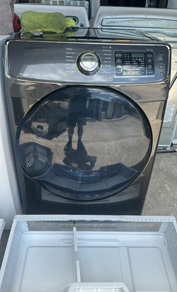 Samsung Front Load Washer & Dryer Set — Steam, AddWash, Black Stainless