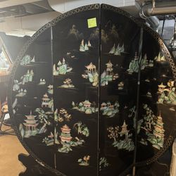 Asian 4 Panel Wooden Room Divider