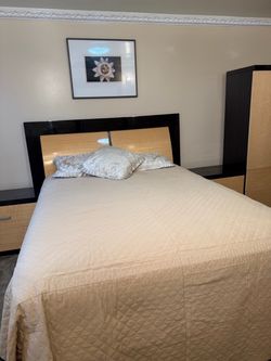 Complete Matching Bedroom Set - Bed, Wardrobe, Dresser, Mirror & 2 Nightstands