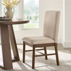 New Tall Dining Chair 2 Pack, Walnut and Cream