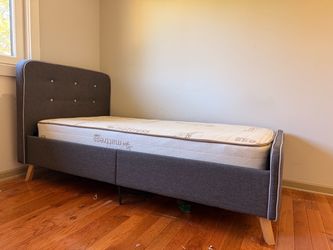 Twin Upholstered Bed Frame with Mattress