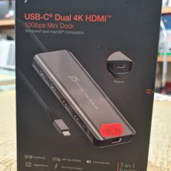 j5 Create USB Type-C 7 in 1 PD Support Dual HDMI Gen2 Multihub