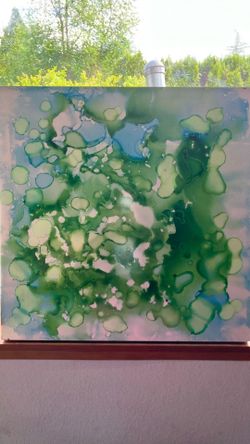 24x24 ink on panel board. 2 inch frame. Ready to hang.