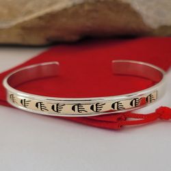 925 Sterling Silver and 14k Yellow Gold Cuff Design Bracelet/ Pulsera de Plata Esterlina y Oro Sólido👌🎁Post Tags: Pulsera de Plata y Oro