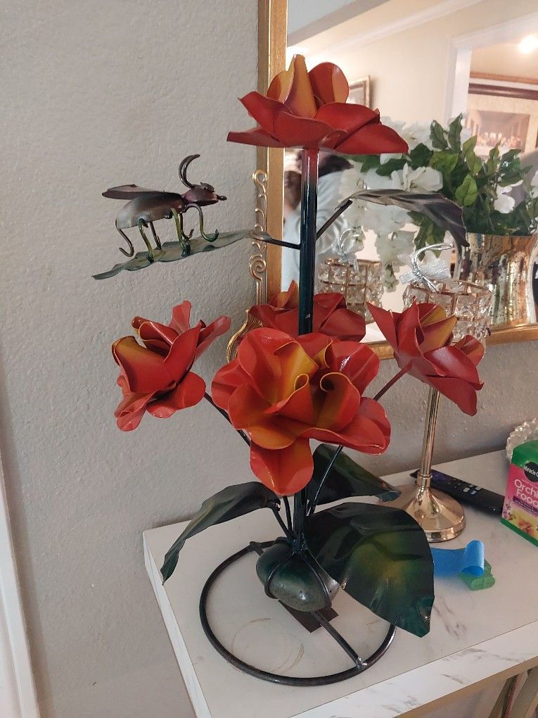 20'' Orange Metal Flower 